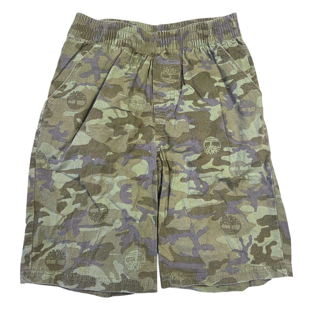 Timberland Boys Green Camo Elastic Waist Cotton Shorts Size 8 TLSG120F-999